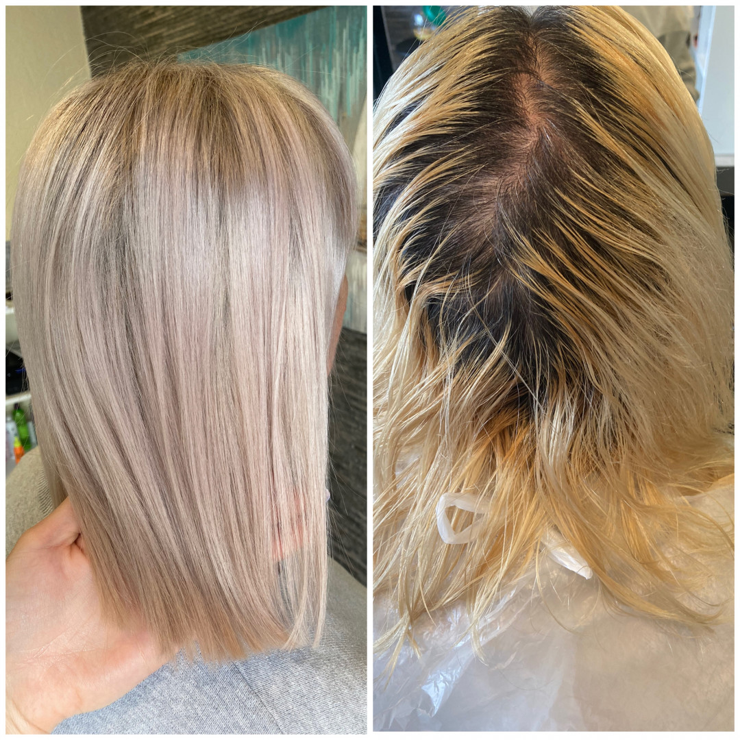 Timea #crikvenica Pramenovi Pramenovi na foliju + šišanje + fen frizura - poluduga kosa