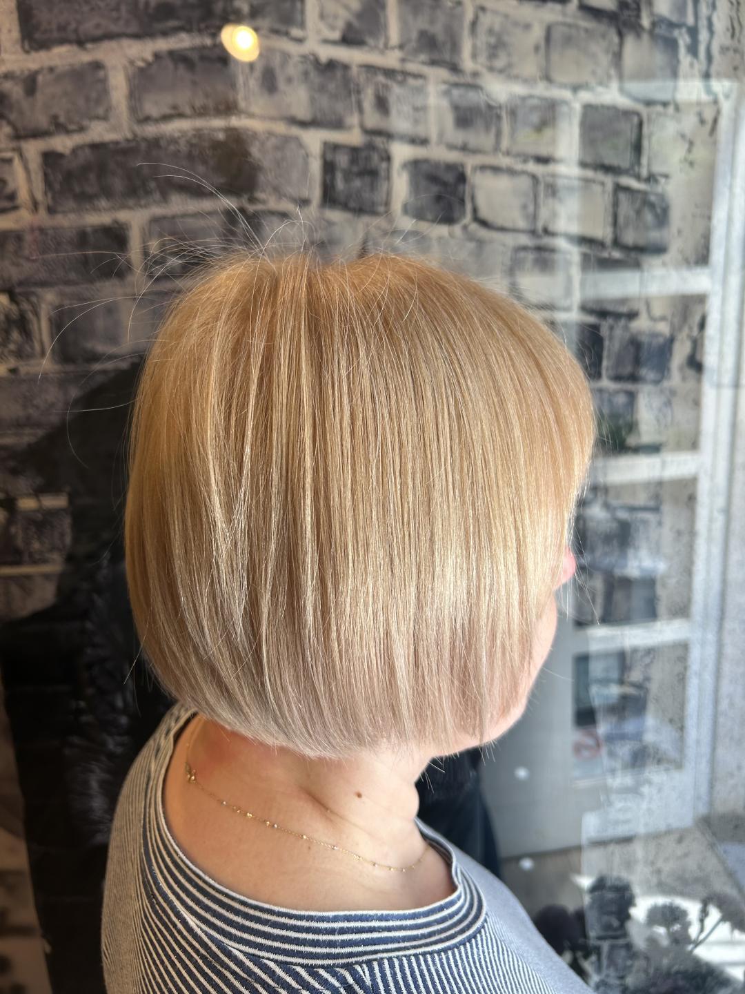 Bojanje cijele dužine + pranje kose + žensko šišanje + feniranje na ravno - poluduga kosa - Frizerski salon M, Zagreb Bojanje kose Frizerski saloni Bojanje kose, Zagreb, Trešnjevka – sjever