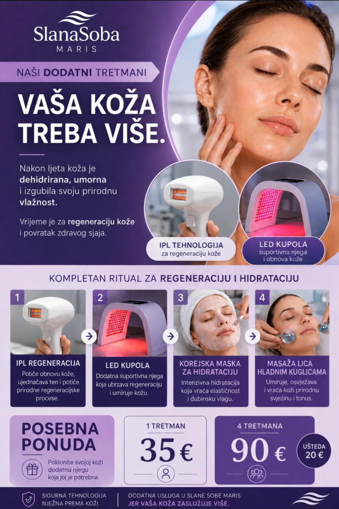 Slana soba Maris #zagreb Laserski tretmani lica IPL regeneracija + LED kupola
