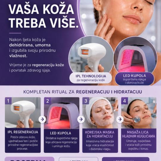 Slana soba Maris #zagreb Laserski tretmani lica IPL regeneracija + LED kupola IPL regeneracija + LED
