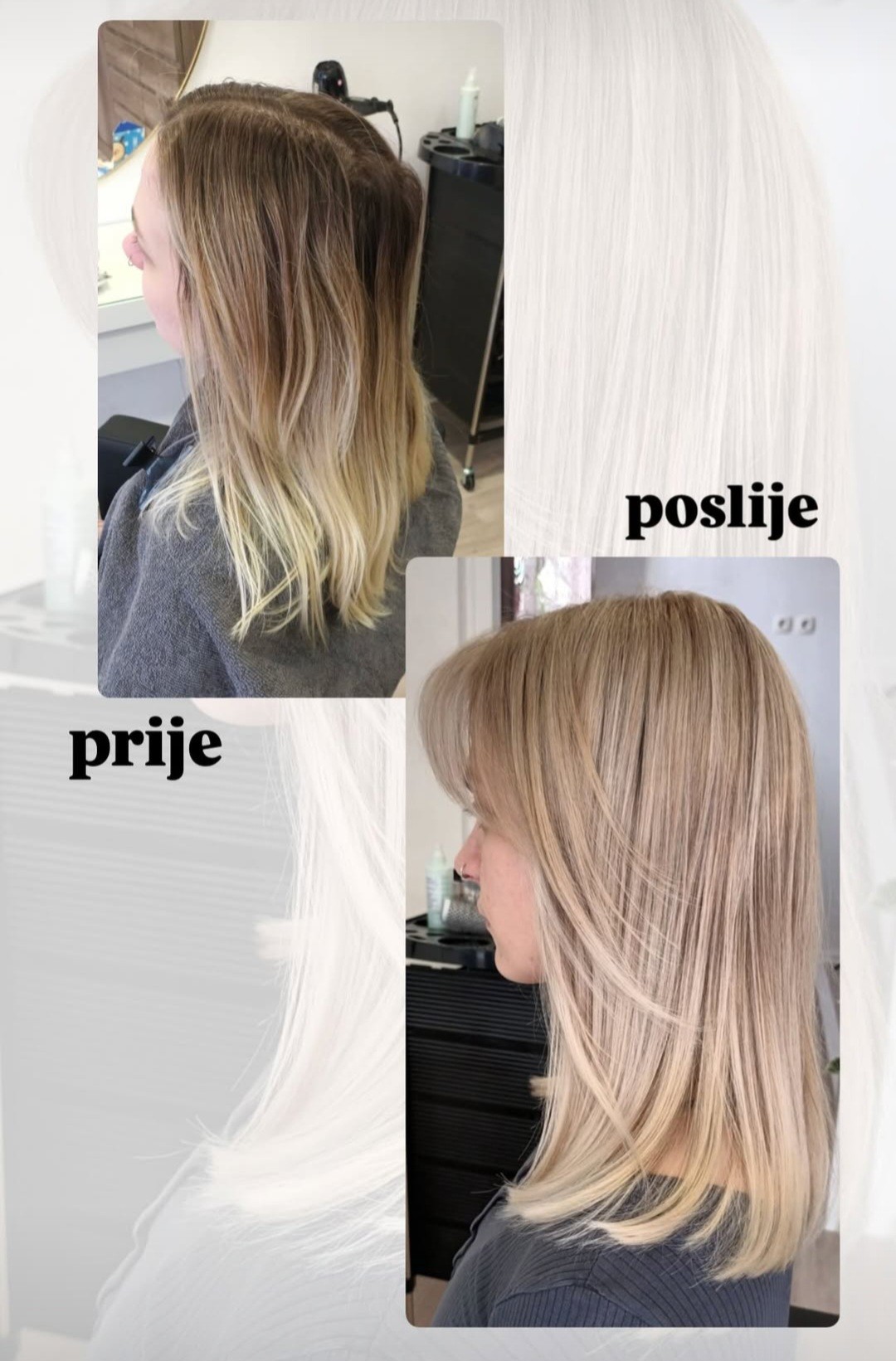 Prestige by Jasmina Žugec #varazdin Pramenovi Balayage + preljev + šišanje + fen frizura - poluduga kosa
