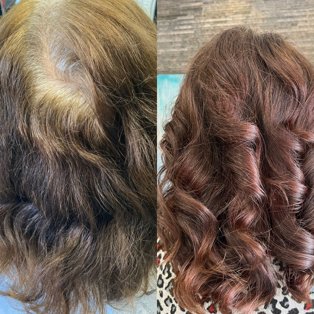 Timea #crikvenica Bojanje kose Bojanje cijele dužine + šišanje + fen frizura - poluduga kosa