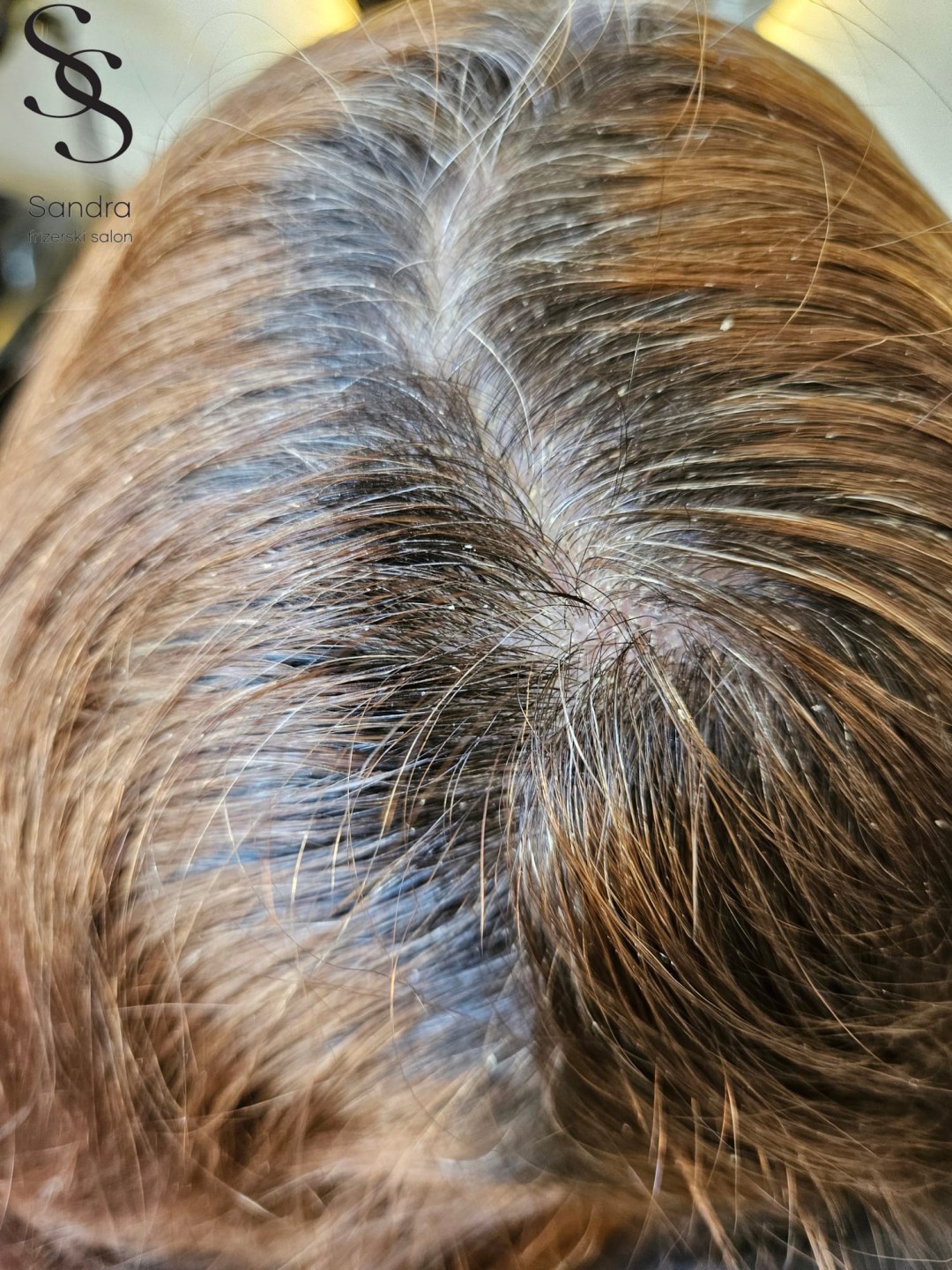 Sandra #zagreb Bojanje kose Bojanje izrasta + feniranje - kosa srednje dužine