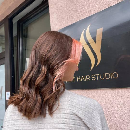 Frizerski salon W #zagreb Pramenovi Dvobojni pramenovi na foliju pola glave - duga kosa Dekoloracija