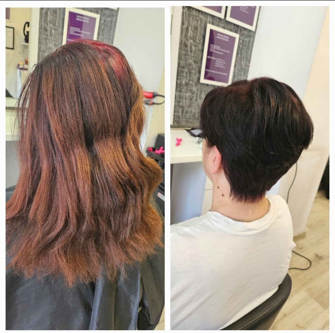 Anavi #zagreb Bojanje kose Bojanje kose + šišanje + frizura 1 - kratka kosa