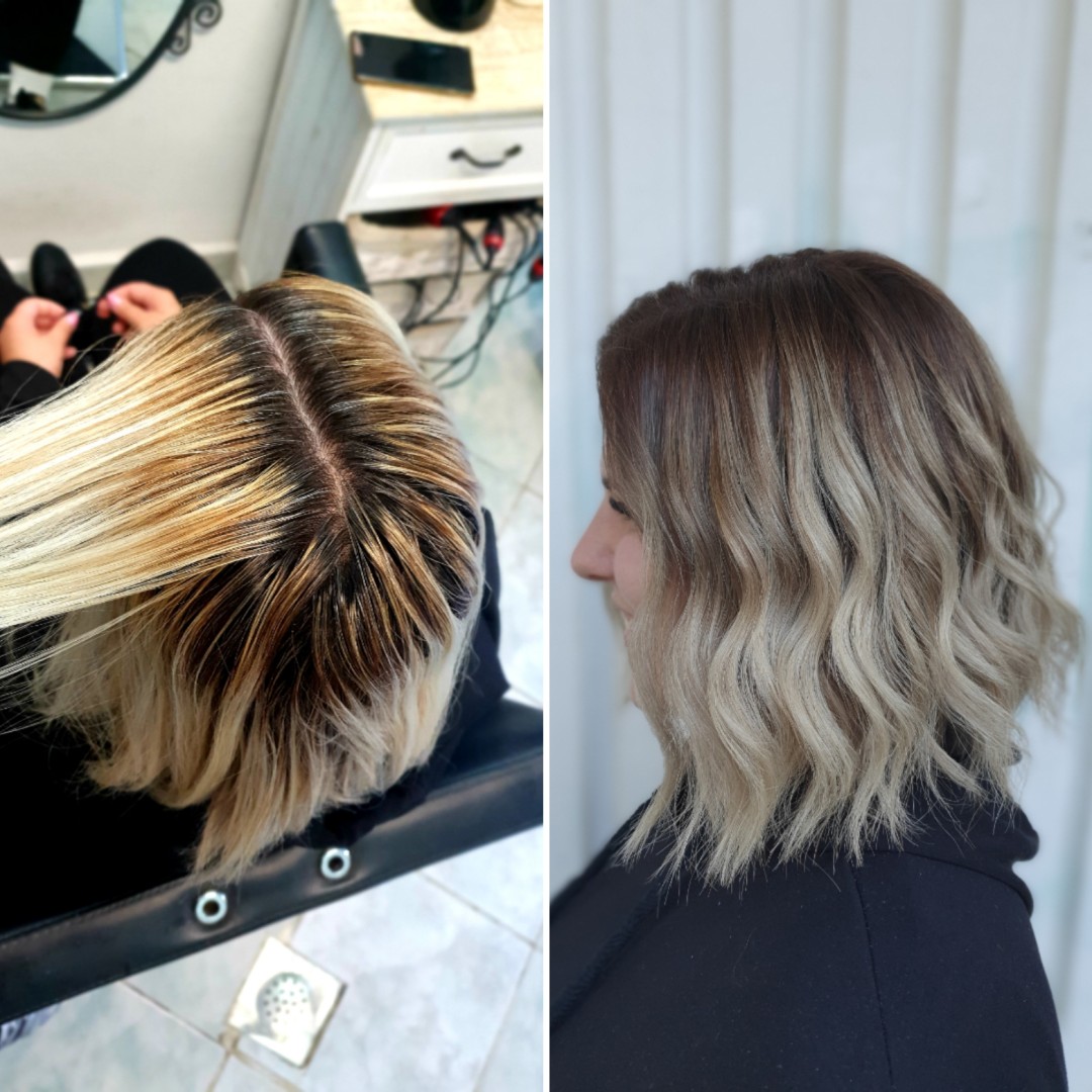 Cik Cak #zagreb Bojanje kose Bojanje izrasta + fen frizura - poluduga kosa