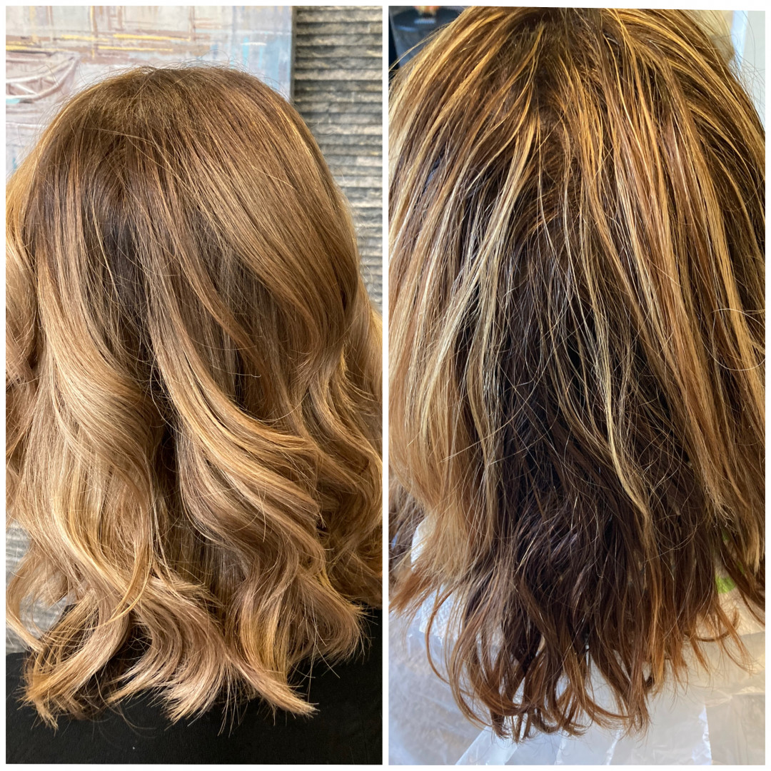 Timea #crikvenica Pramenovi Pramenovi na foliju + fen frizura - poluduga kosa