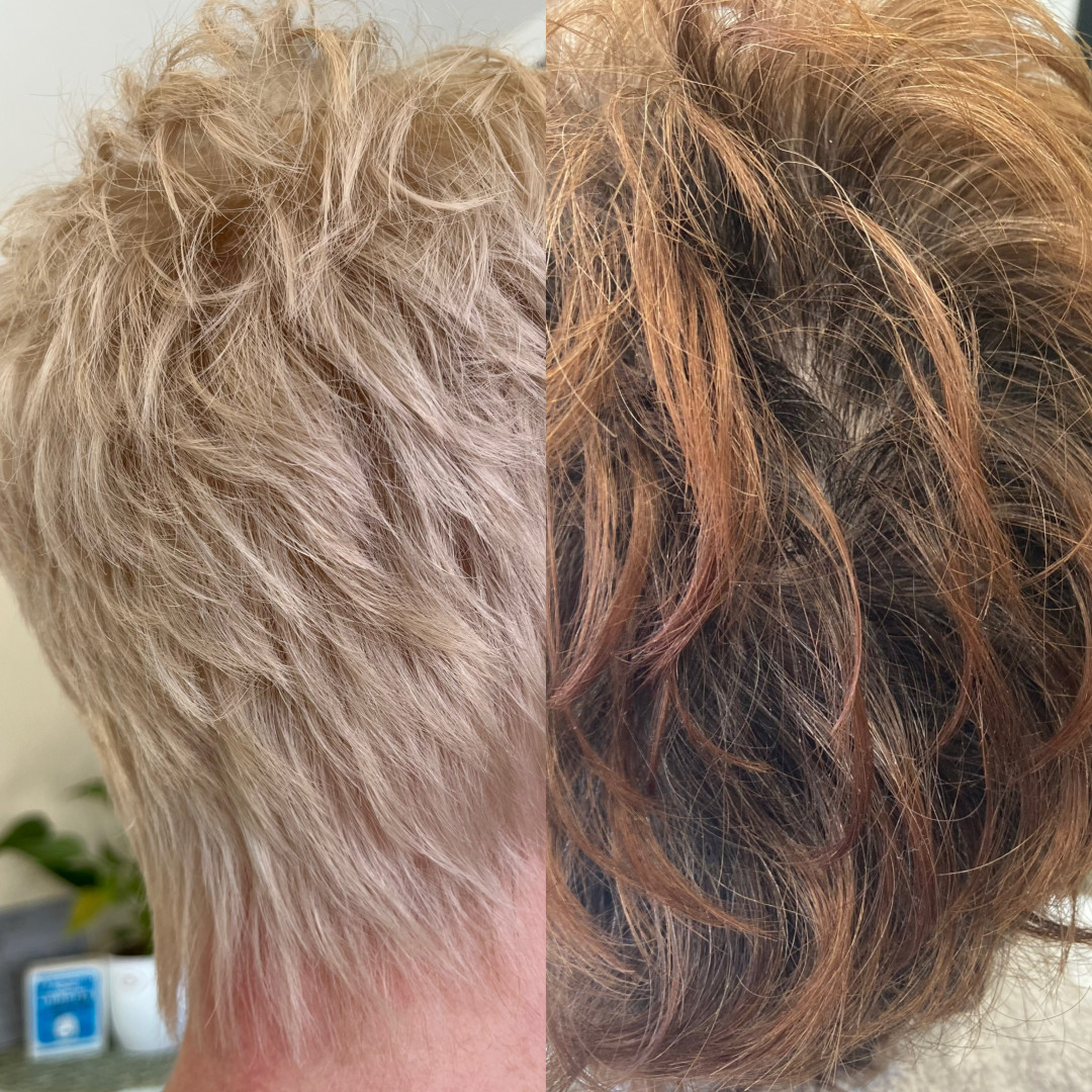 Timea #crikvenica Bojanje kose Skidanje boje + bojanje + šišanje + fen frizura - kratka kosa